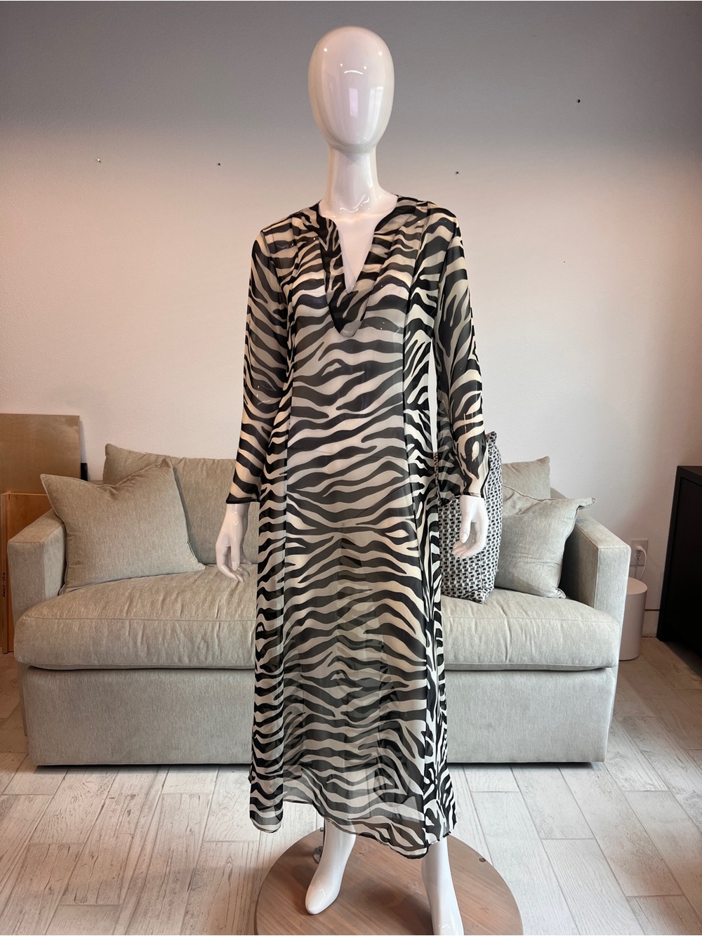 Victoria's Secret Black and White Zebra-Print Sheer Swim Coverup